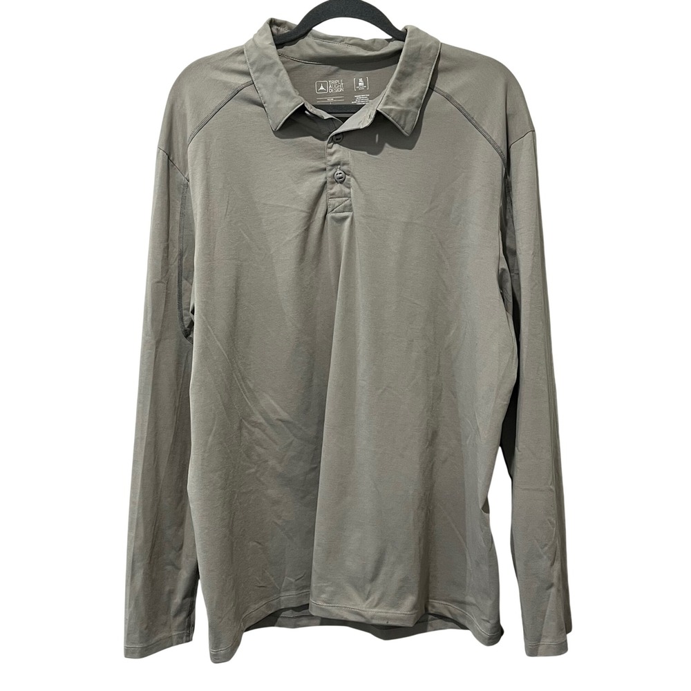Triple Aught Design TAD Atlas Polo Shirt Mens XL Gray Long Sleeve USA Gorpcore